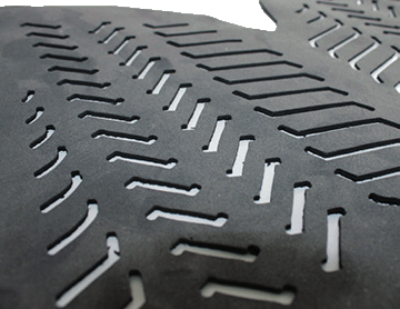 close-up of rubber material with detailed cuts